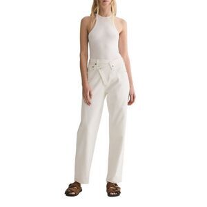 AGOLDE White Crisscross Upsized High Rise Ankle Straight Leg Jeans Size 27